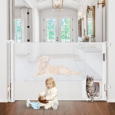 Retractable Baby Gates with Cat Door 80 Wide Retractable Dog Gate with Pet D...