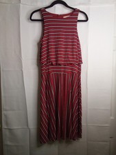 Loft Dress Women XS Sleeveless Soft Stretch Stripe Red Black