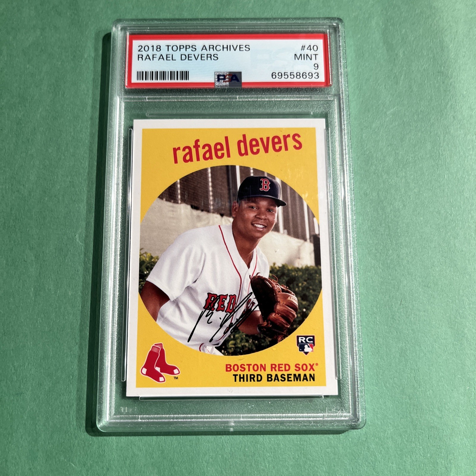 2018 Topps Archives 1959 Design Rafael Devers #40 PSA 9 MINT Rookie RC