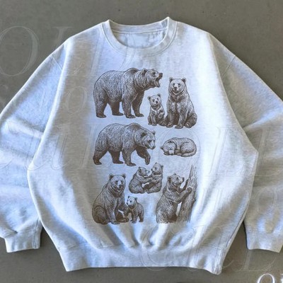 NEW! Grizzly Bear Vintage 90s Tattoo Style Sweatshirt , Retro Wildlife