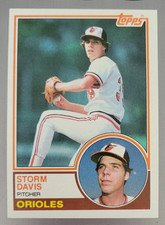 1983 Topps STORM DAVIS Baltimore Orioles League Pitching ROOKIE MLB Card RC#268. rookie card picture