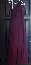 Azazie Dallas Cabernet A-line One Shoulder Chiffon Dress Sz A6
