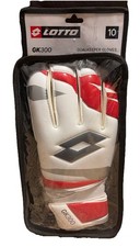 Lotto GK300 Goalkeeper Gloves Size 10 Soccer Football Red White Grey Adult