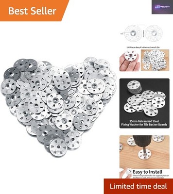 100 Pcs 35mm Galvanised Easy Fix Washers - Ideal for Insulation and Tile Boards