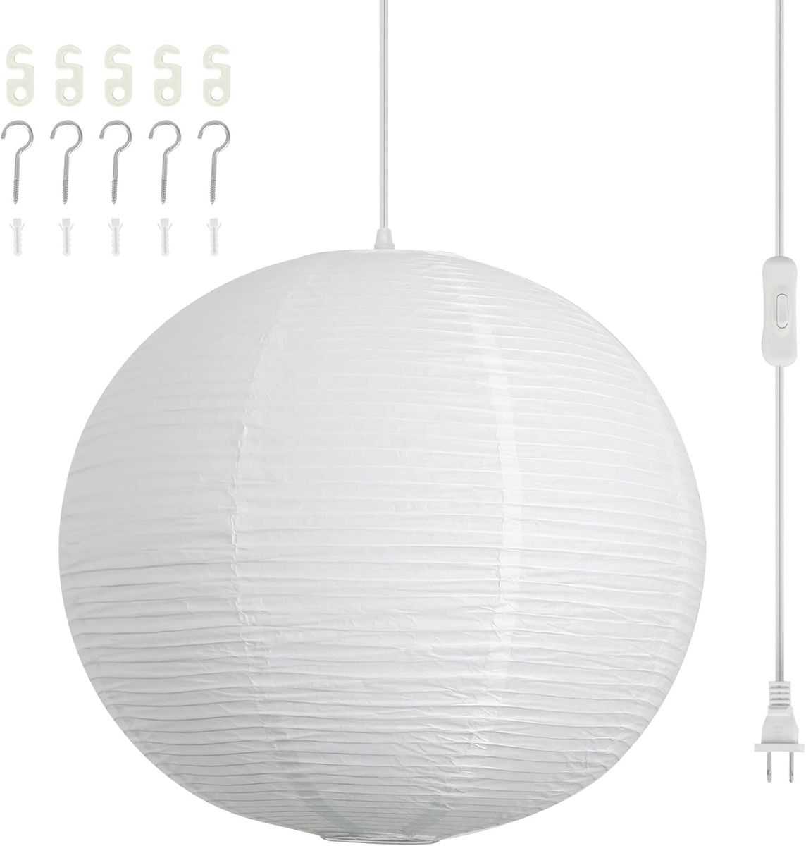 Large White Rice Paper Lantern Pendant Light with 19.7FT Cord | eBay