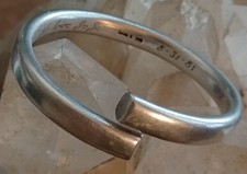 74 Gram INGER K Vintage Heavy Solid 925 STERLING SILVER Bangle Bracelet