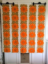 1970s Boras Sweden Orange Floral Material 134 x 119cm Unused .