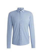 Hugo Boss Mens XL Slim Fit Stretch Cotton Jersey Shirt Blue NWT 158