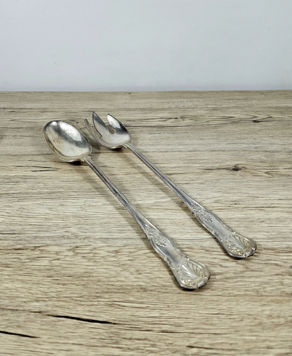 The SHEFFIELD SILVER Co Italy Fork Spoon Set Silverplate Ornate Fan Large 1980