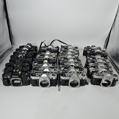 Lot Of 32 Canon AE-1 & A-1 Etc. 35mm Film Cameras For Parts/ Repair