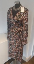 VILA Size 10 Midi  wrap Dress NWT.  Rrp £60 Black Multi