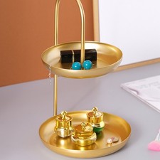 Gold 2 Tier Iron Fruit Serving Tray Waterproof Multi Tier Storage Platter F SG