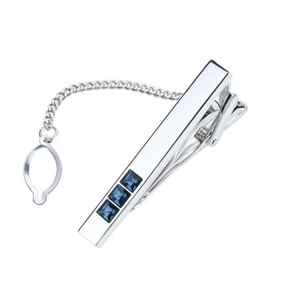 Men's Classic Luxury Zircon Crystal Tie Clip Silver Tone BlueGreen Men's Classic Luxury Zircon Crystal Tie Clip Silver Tone BlueGreen