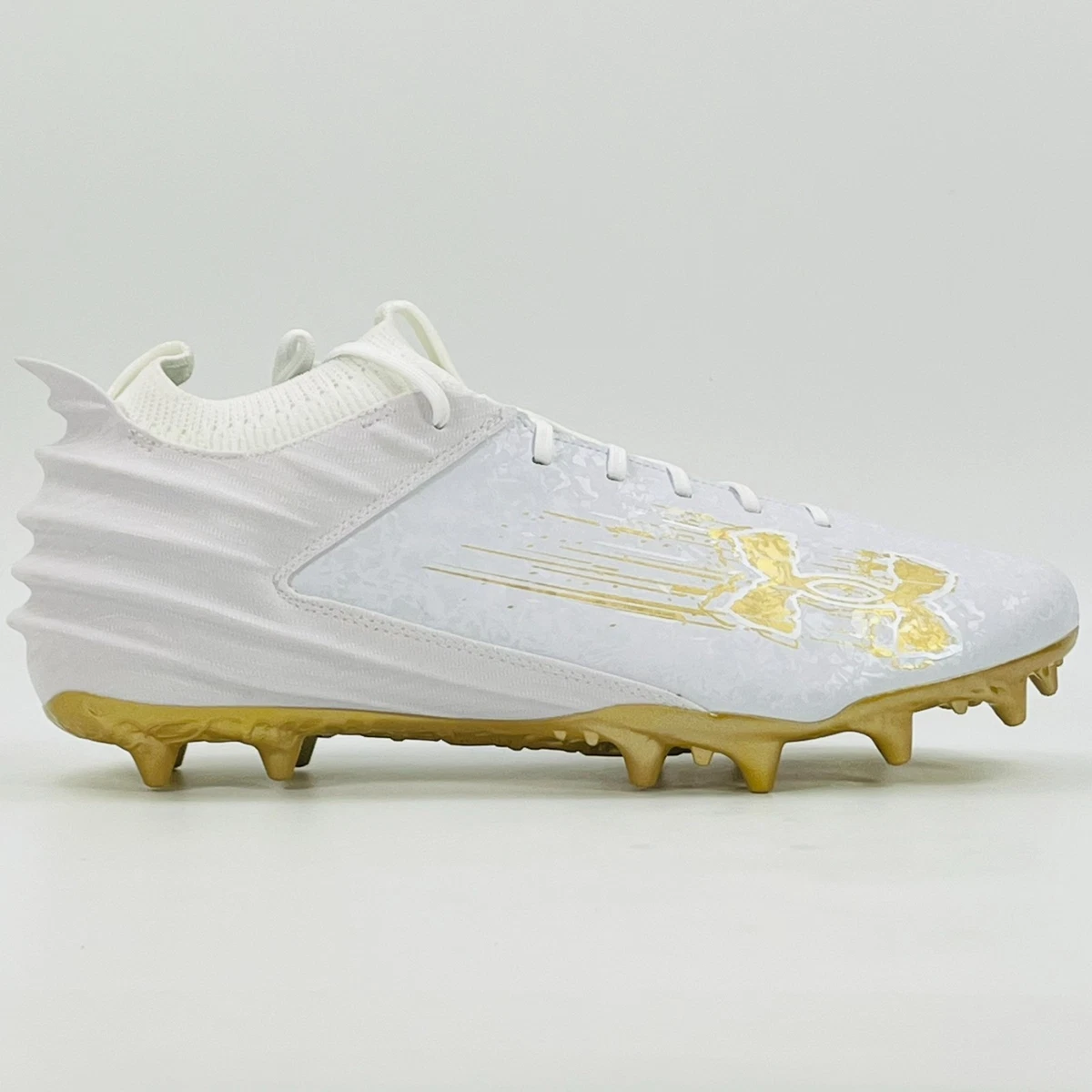 Under Armour Blur Smoke‎ 2.0 MC Suede Mens Size 8.5 Football Cleats White Gold Under Armour Blur Smoke Suede 2.0 MC Football Cleats Men  main image 3