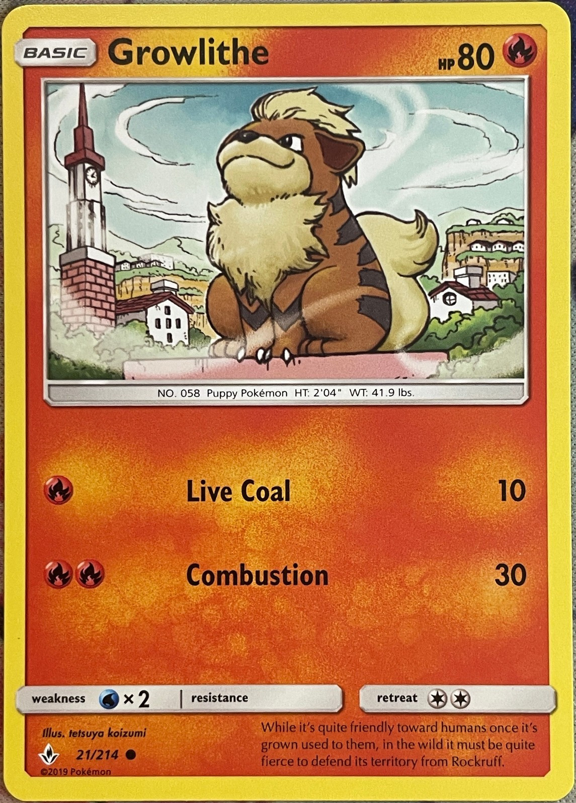 Growlithe - 21/214 - Unbroken Bonds Pokemon 2019