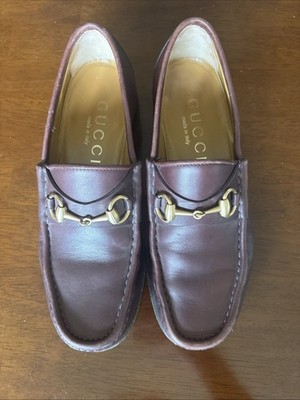 Vintage Women s Gucci Burgandy Penny Loafers, Size 6, Used, Made In Italy