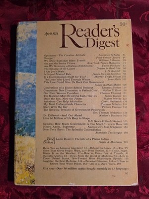 Readers Digest April 1974 James A. Michener Katherine Hepburn Hank Aaron