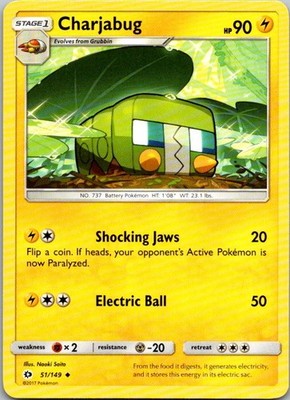 Charjabug Uncommon SM Base Set 51/149 NM