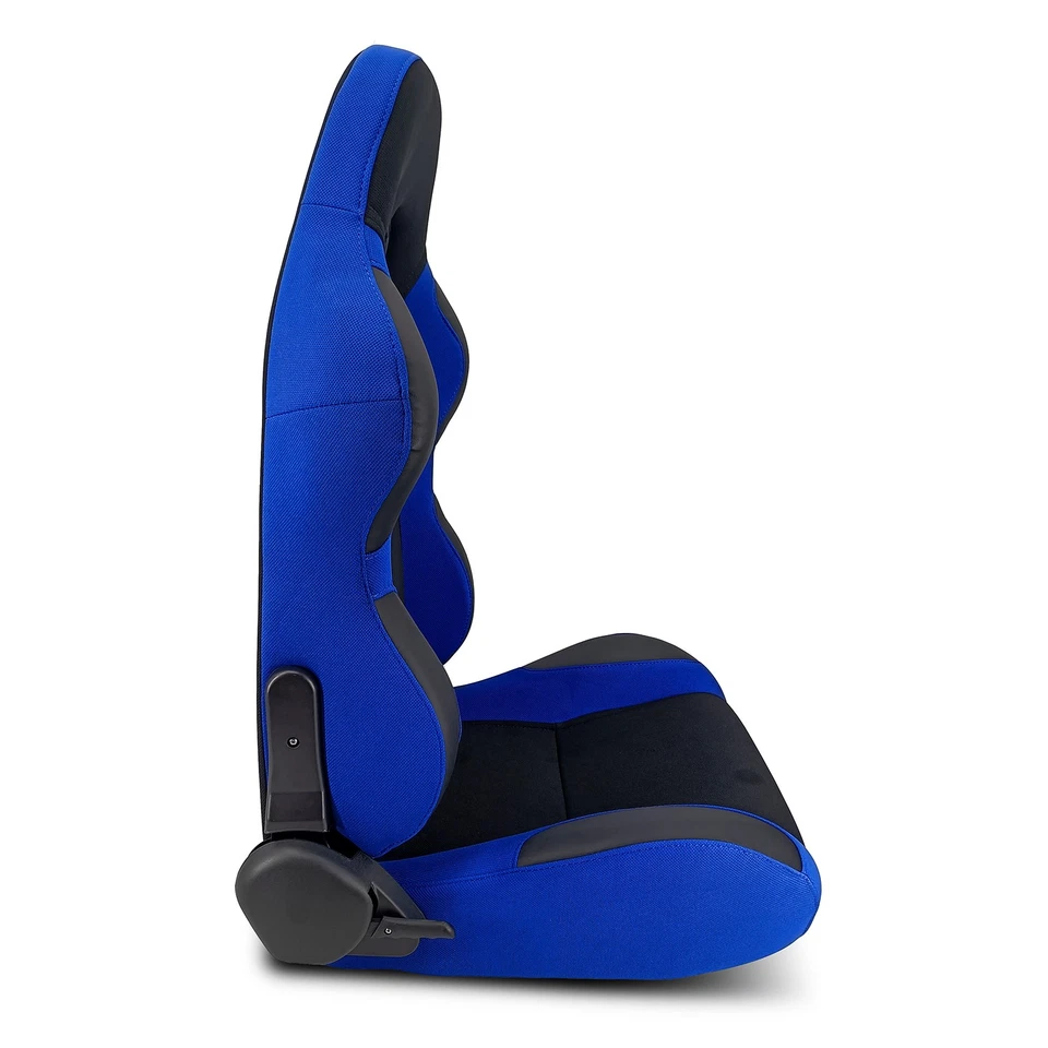 Reclinable Black&Blue Patches Fabric Pineapple Racing Seats Left/Right W/Slider - Image 4 of 4