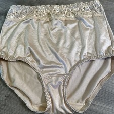 Vtg Panties Underscore Second Skin Brief Shaper XL Lace Waist Stretch Satin