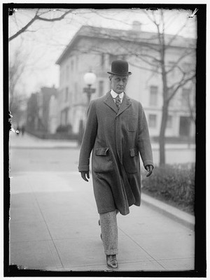 Photo:George Rublee 1914 Portrait Walking Bowler Hat Coat Street Scene