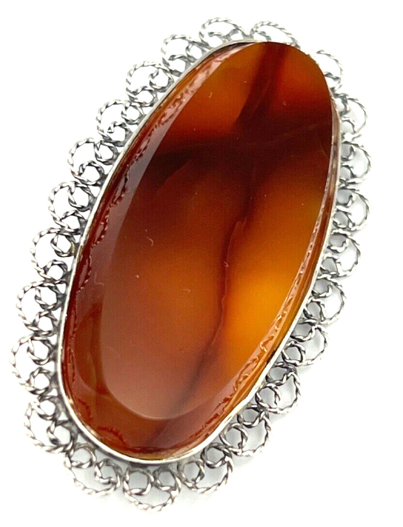 Large Antique Victorian Solid Silver Natural Agat… - image 6