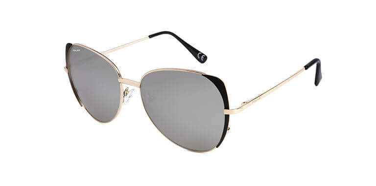 Polar Jolie Sunglasses 1 76/B Black Matte/Gold Silver Mirror