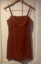 Lottie Moss Pacsun Orange Rust Corduroy Thin Strap Size Zip Dress Size Small