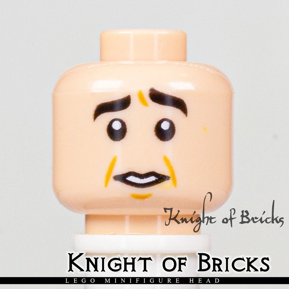LEGO Minifigure Head LIGHT FLESH Male Dual Low Mouth Smile / Worried - Image 3 of 4