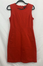 Lands End Red Sheath Dress Knee Length Sleeveless Pockets Slit Womens Size 6