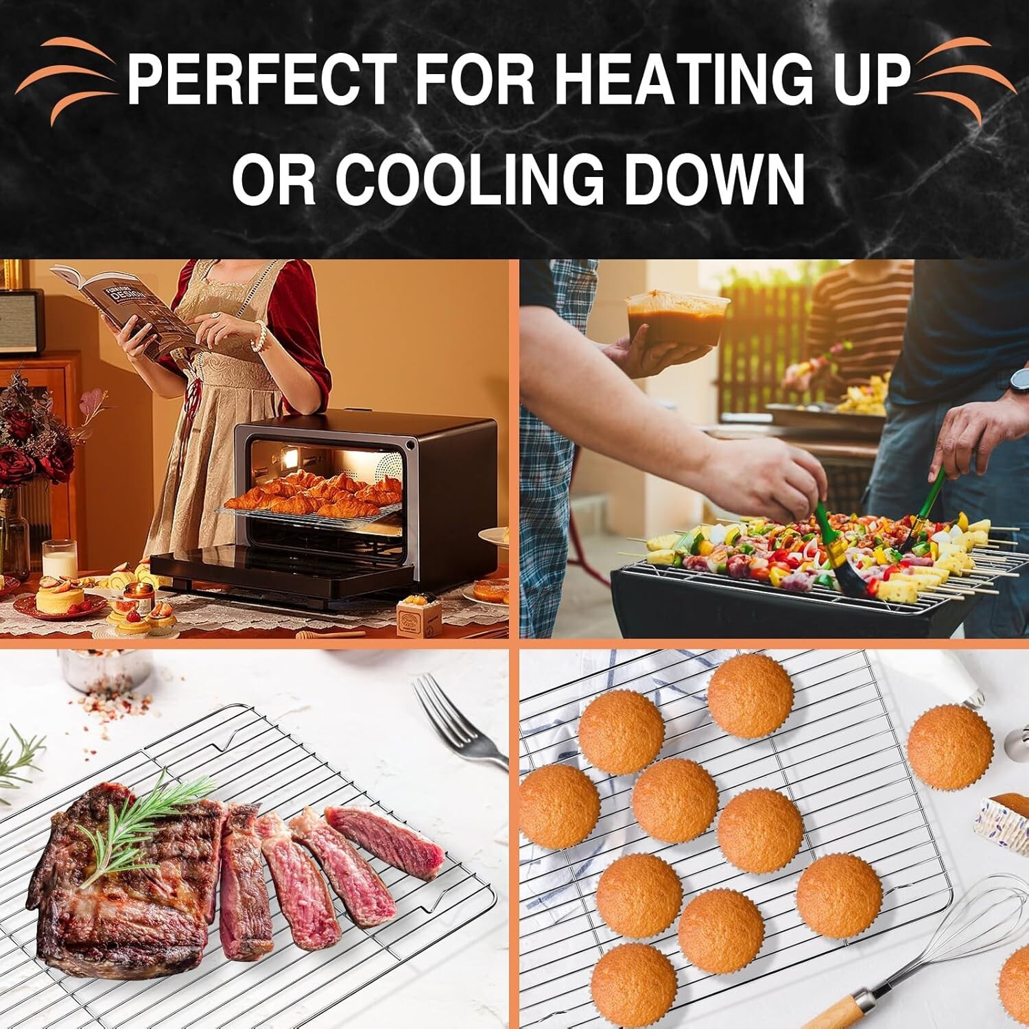 Cooling Baking Rack Stainless Steel 2Pk Heavy Duty Rectangle Cooling ...