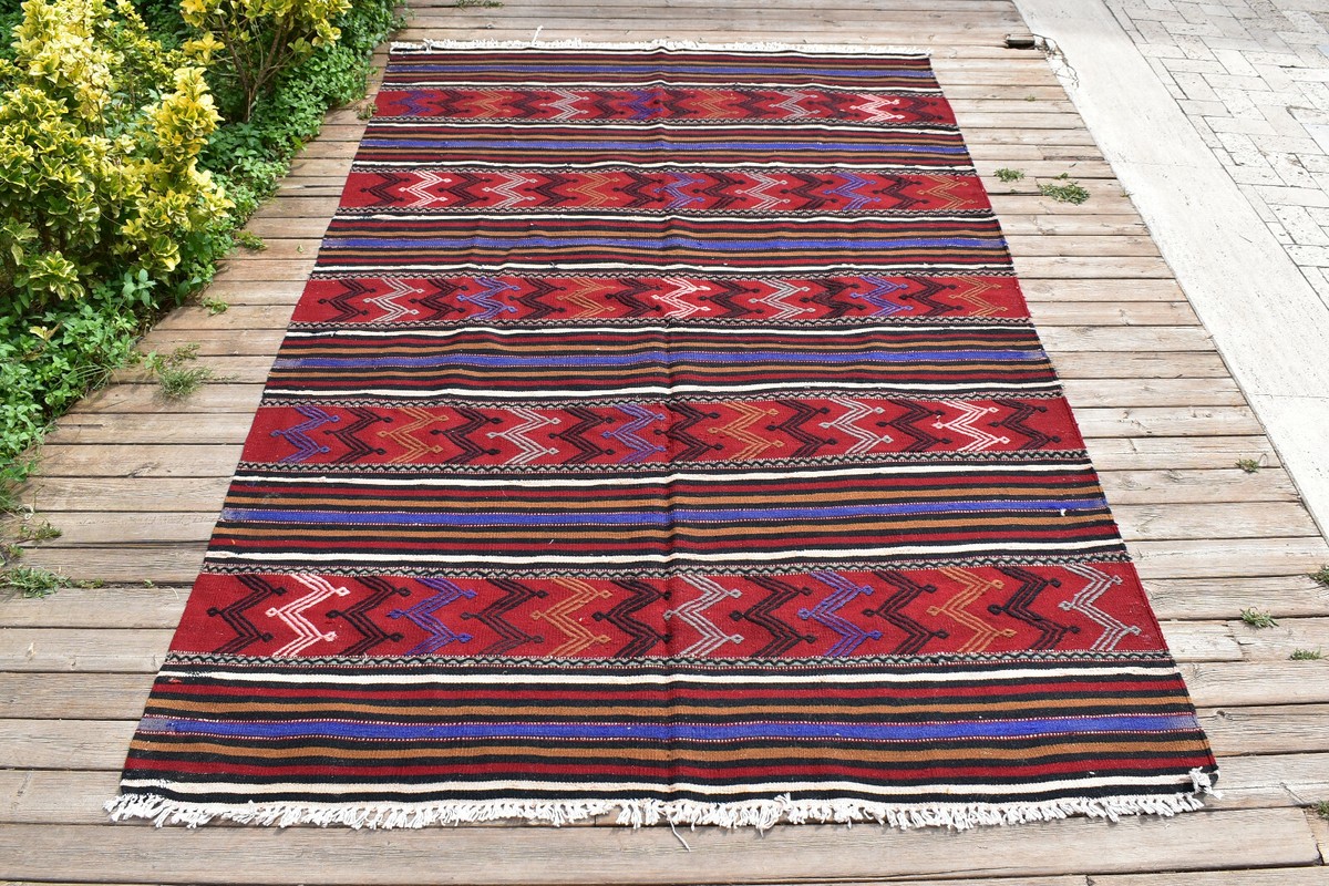オールドキリム アダナ　Adana Antique Turkish Adana Kilim 5'2