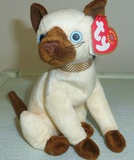 Siam retired 2001 TY Beanie Babie 7" sitting blue eyes Siamese Cat MWMT new 4369