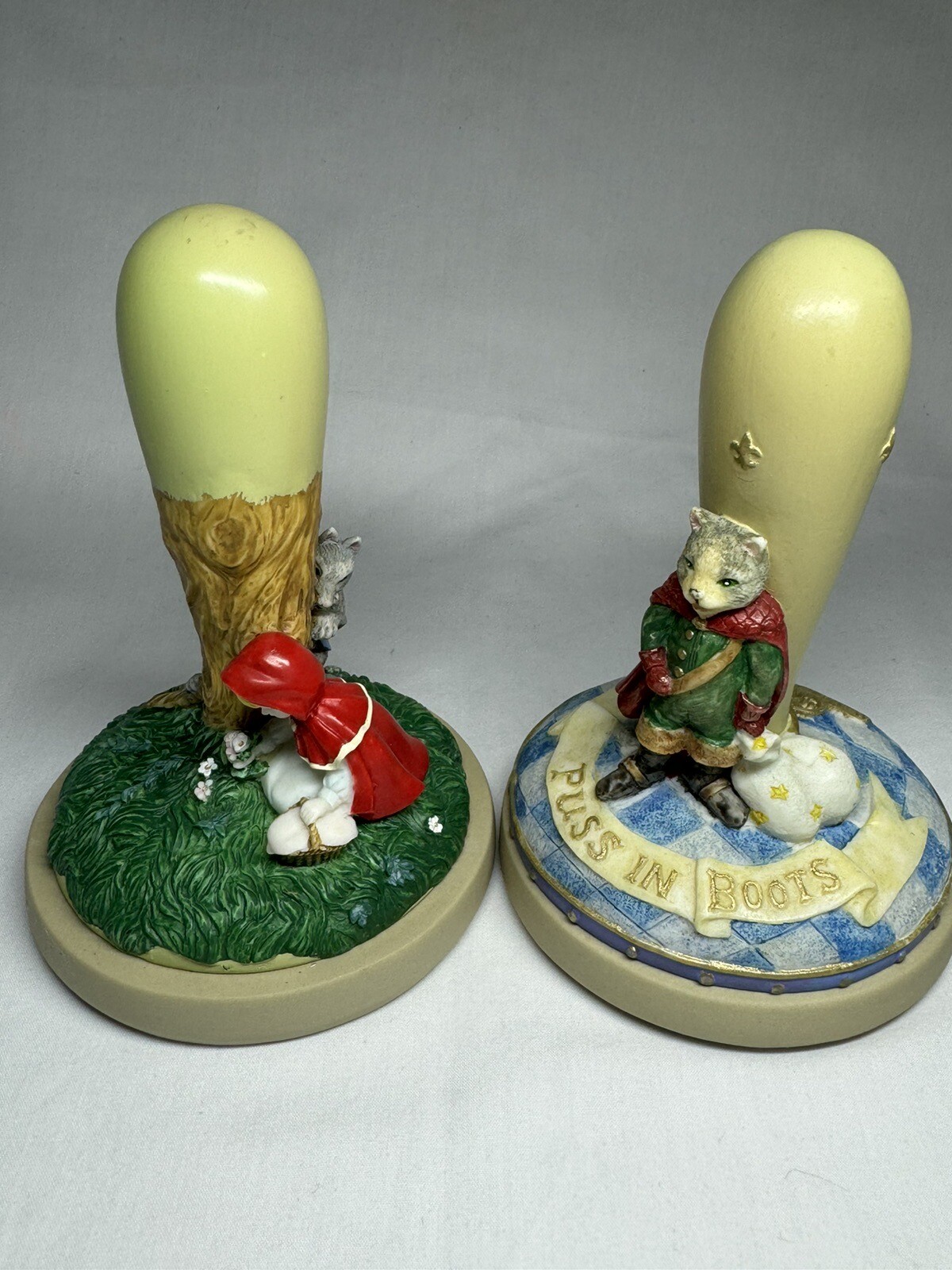 1997 Bolso marrón galletas arte estampilla prensa cuentos de hadas #1 capucha de montar #5 Gato con botas