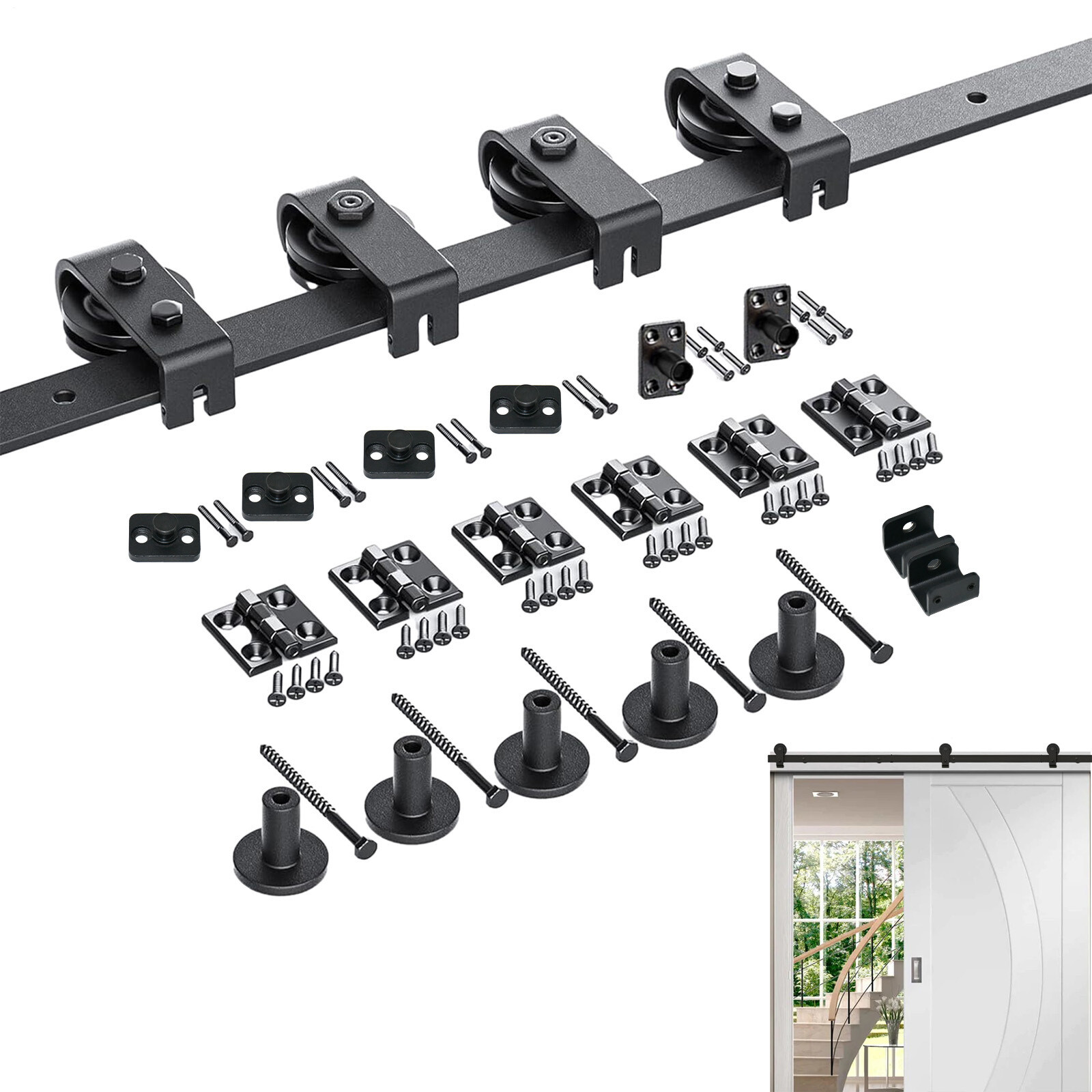 64in Modern Sliding Barn Door Hardware Kit for Closet with Foldable Track Rail