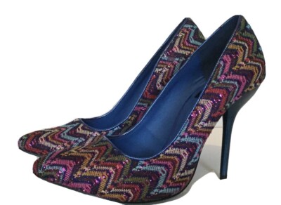 Fahrenheit Zara-14 Blue Weaved Pattern Pumps