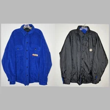 Vtg South Park Jacket Reversible 90s Woodlake Sport Blue Black Fleece Nylon