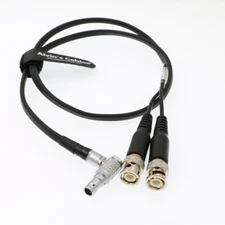 Timecode 5 Pin Male Right Angle to Two BNC Input Output Cable for Sound Devices