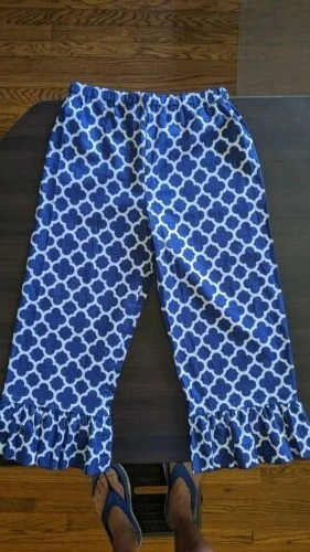 Pantalones Lolly Wolly Doodle Niñas Talla 12 Azul y Blanco Parte Inferior con Volantes Nuevos con Etiquetas Foto 2 de 4