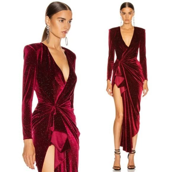 Velvet bordeaux cheap dress