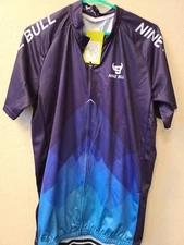 Nine Bull, Cycling Shirt, XX Large, Black and Blue ZIP Up, Bike NWT FREE S/H
