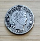 1911-P Barber Dime 10C SILVER - Very Fine (VF)
