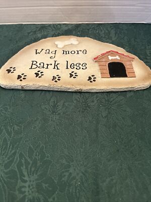 RARE 7'' X 10'' PET COMPANION GANZ WAG MORE BARK LESS PUPPY DOG PAWS WALL PLAQUE