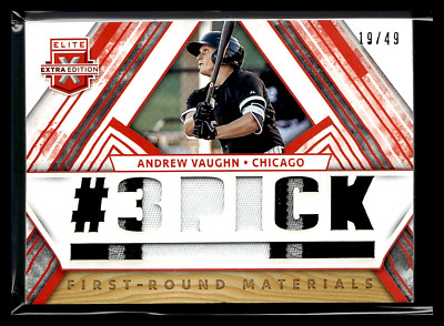 2019 ELITE EXTRA EDITION FIRST ROUND MATERIALS RED #3 ANDREW VAUGHN #ED /49