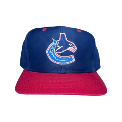 vtg nwt rare nhl vancouver canucks orca whale logo two tone snapback hat  cap
