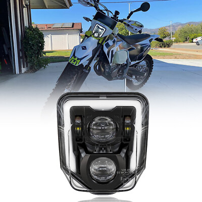 Dirt Bike LED Headlight DRL High Low Beam For Husqvarna FE 501 501S FE350S FE250