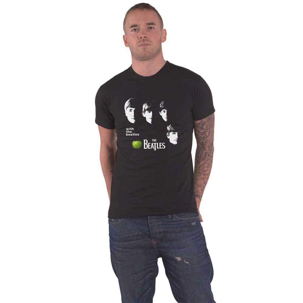 Official Unisex Black Beatles T-Shirt Featuring Iconic Apple Logo Design