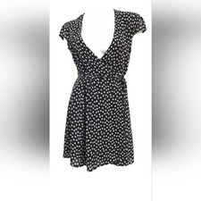 Reformation Sheer Black Ditzy Floral V Neck Boho Flowy Mini Wrap Dress Medium