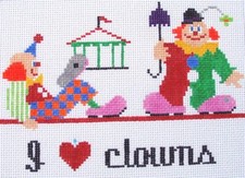 I Love Clowns Hand Painted Needlepoint Canvas