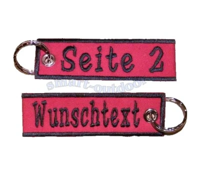 SMART-OUTDOOR Schlüsselanhänger individuell bestickt mit zwei Wunschtexten deinem eigenem Text